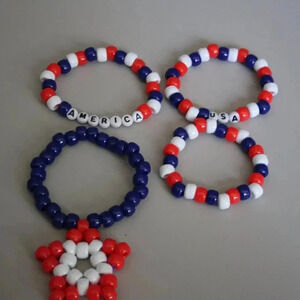 America and USA bracelets red,white and blue